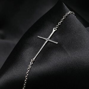 Sideways 925 Sterling silver cross bracelet-warranteed